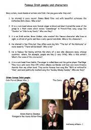 English Worksheet: Famous Irish people