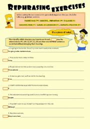 English Worksheet: Guided Rephrasing Exercises for 11th graders 