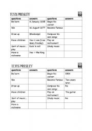 English Worksheet: PAIRWORK ELVIS PRESLEYS BIOGRAPHY