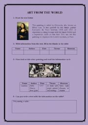 English worksheet: Art Info Transfer