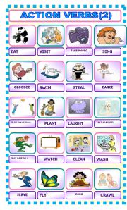 English Worksheet: ACTION VERBS(2)