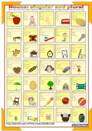 English Worksheet: Nouns: Singular and plural * with key * fully editable