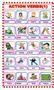 English Worksheet: ACTION VERBS(1)