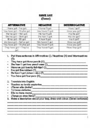 English Worksheet: have got