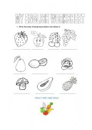 English Worksheet: FRUITS AND VEGETABLES