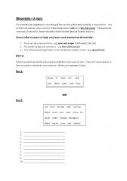 English worksheet: Binomials