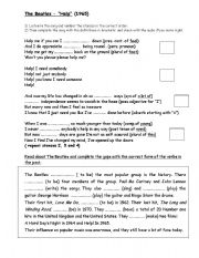 English Worksheet: HELP by The Beatles