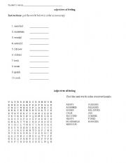 English Worksheet: adjectives for feelings