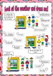 English Worksheet: Weather and clothes with Caillou