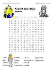 English Worksheet: Ancient Egypt Word Search