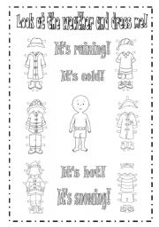 English Worksheet: Look at the weather and dress me! 