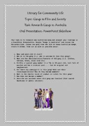 English worksheet: Gangs in Society Research Task