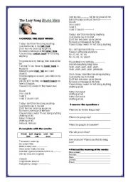 English Worksheet: The lazy song