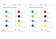 English worksheet: Colour