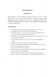 English worksheet: Final Presentation Activity