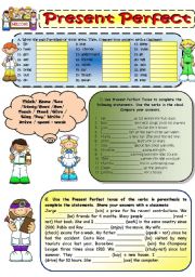 English Worksheet: Present Perfect (B&W INCLUDED)