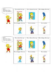 English worksheet: Family members - The Simpsons