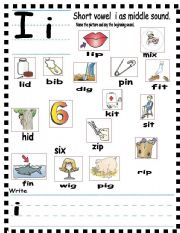 English Worksheet: ABC - short vowel i as middle sound