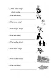 English Worksheet: Present Continuous Tense(Activities)