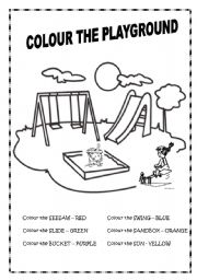 English Worksheet: COLOUR THE PLAYGROUND