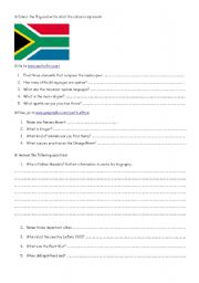 English Worksheet: Webquest South Africa