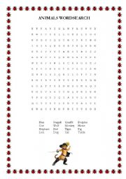 English worksheet: Animal Wordsearch