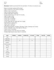 English worksheet: Puzzle: Sports & Weekdays