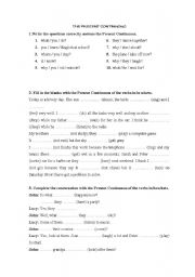 English Worksheet: Present Continuous