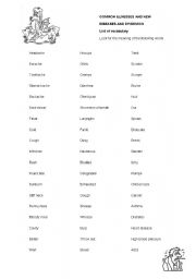 English Worksheet: Illnesses and sympthoms