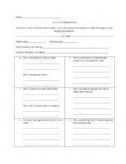 English Worksheet: Active Reading Log for SSR time