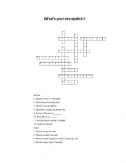 English Worksheet: Occupations crossword