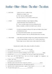 English Worksheet: Another - Other - Others - The other - The others