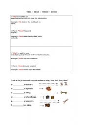 English worksheet: This / That / These / Those