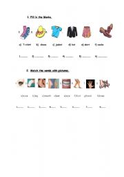 English Worksheet: body parts and clothes