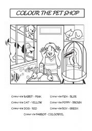 English Worksheet: COLOUR THE PET SHOP