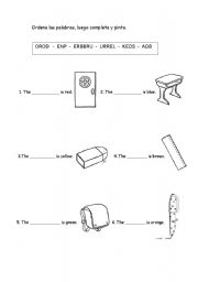 English Worksheet: classroom objects worksheet