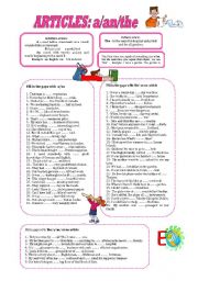 English Worksheet: ARTICLES: DEFINITE AND INDEFINITE