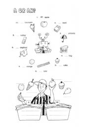 English Worksheet: A/AN