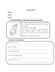 English Worksheet: testing verb to be