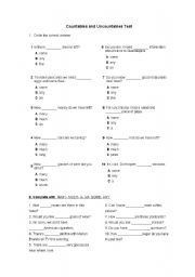 English worksheet: Countables and Uncountables test