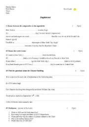 English worksheet: New York City (test will, would, comparisons, superlatives, civilization)