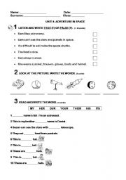 English worksheet: ADVENTURE IN THE SPACE!!