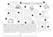 English Worksheet: Animals Crossword