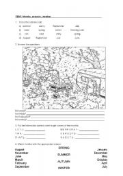 English Worksheet: TEST: Months, seasons, weather