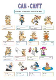 English Worksheet: CAN / CANT