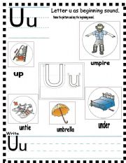 ABC letter Uu as beginning sound and sentences