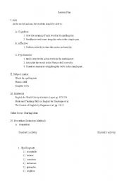 English Worksheet: Lesson Plan for intermediate level