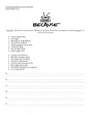 English worksheet: because