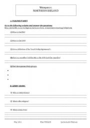 English Worksheet: Northern Ireland Webquest