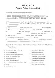 English Worksheet: Present PErfect vs Simple Past